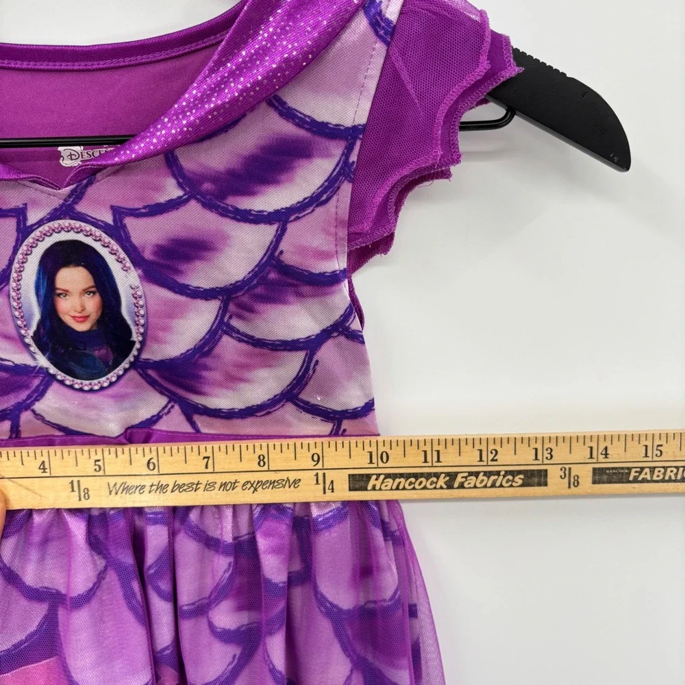 Disney Descendants 3 Mal Nightgown Kids Size 6 Purple Mesh Overlay Sleep Dress